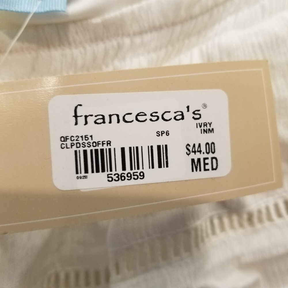 {M} NWT Francesca Casola Lace Off The Shoulder Corset Tie Back Ivory Dress - Picture 8 of 14